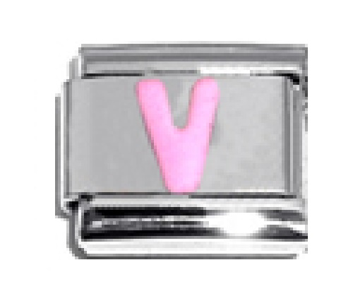 Pink Letter V - 9mm Italian charm - Click Image to Close